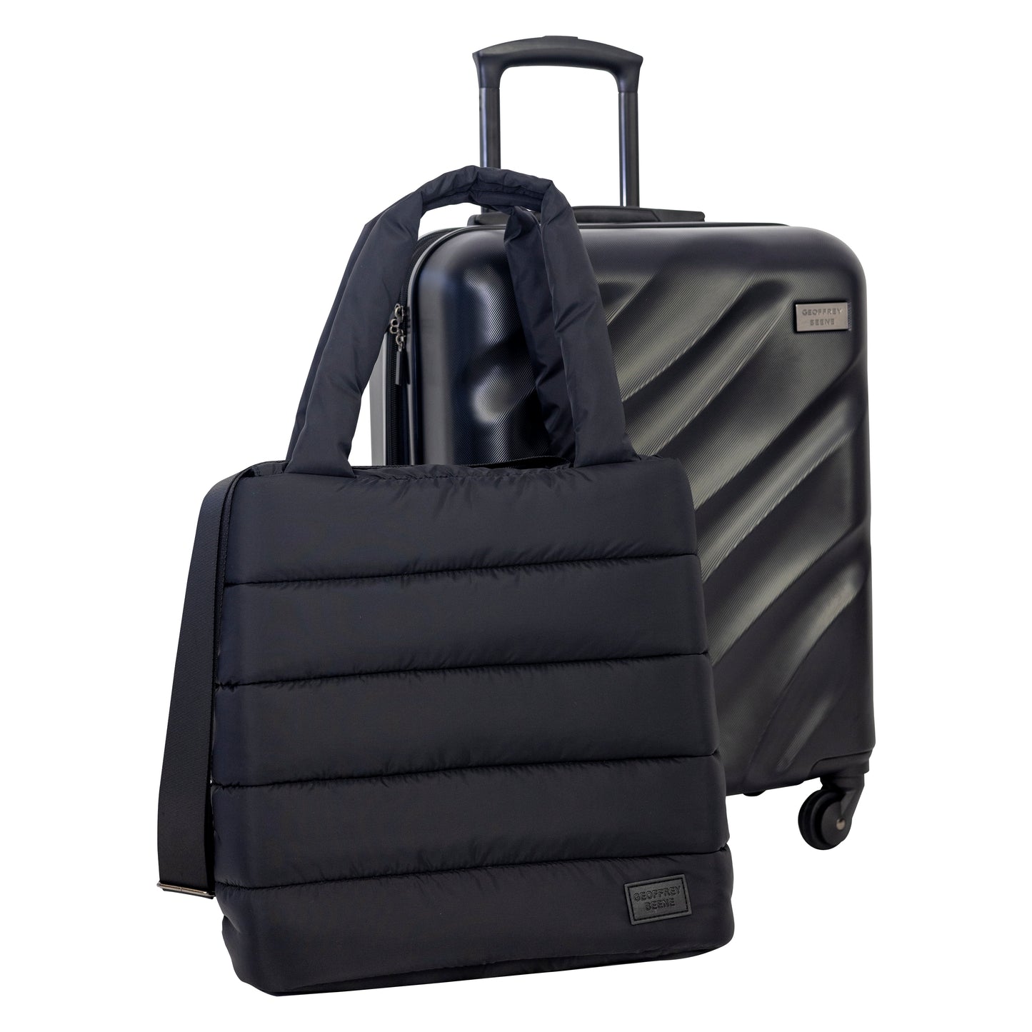 Geoffrey Beene Puffer Hardside 2 Pc Luggage Set, Black